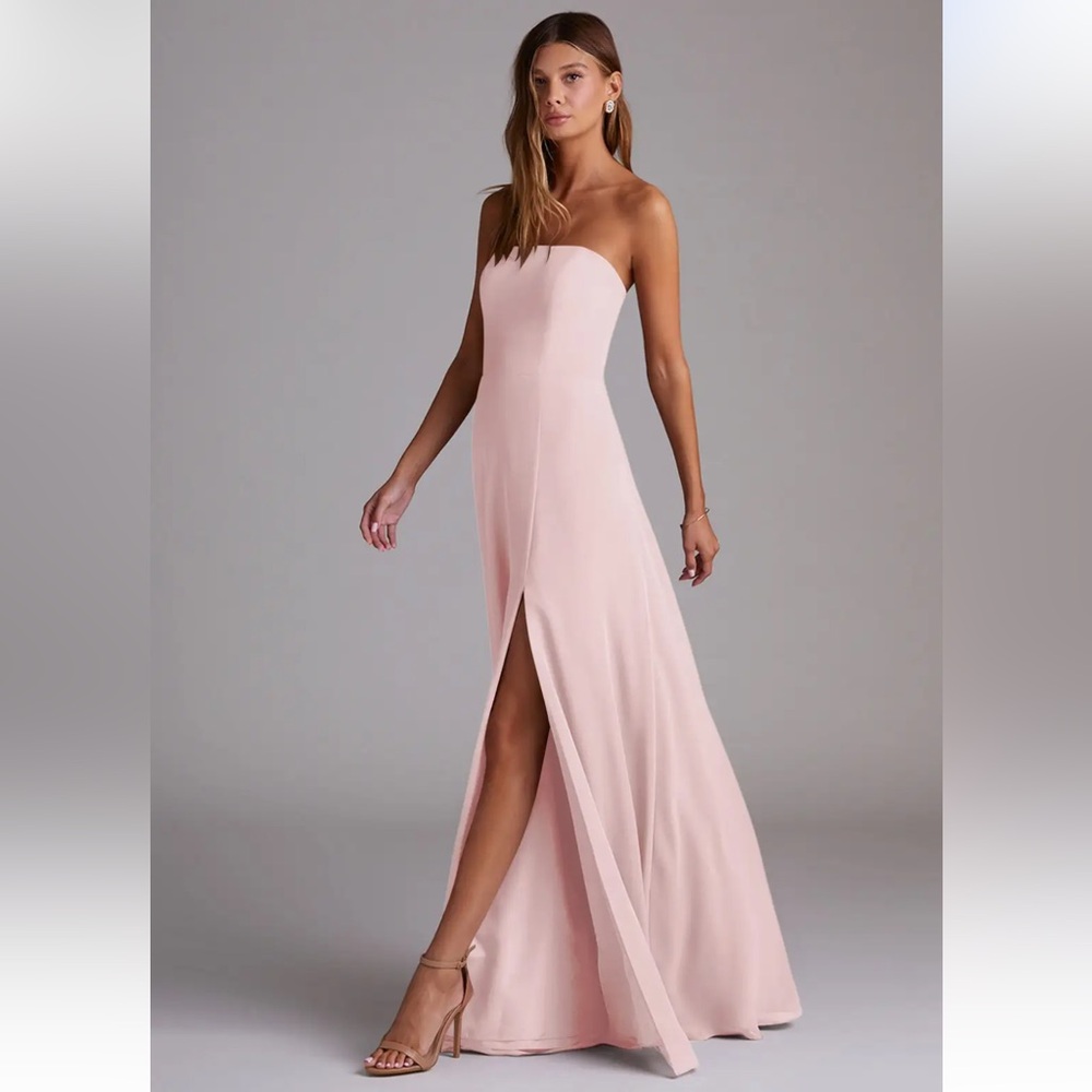 Azazie Wren Blushing Pink A-Line Side Slit Chiffon Convertible Dress